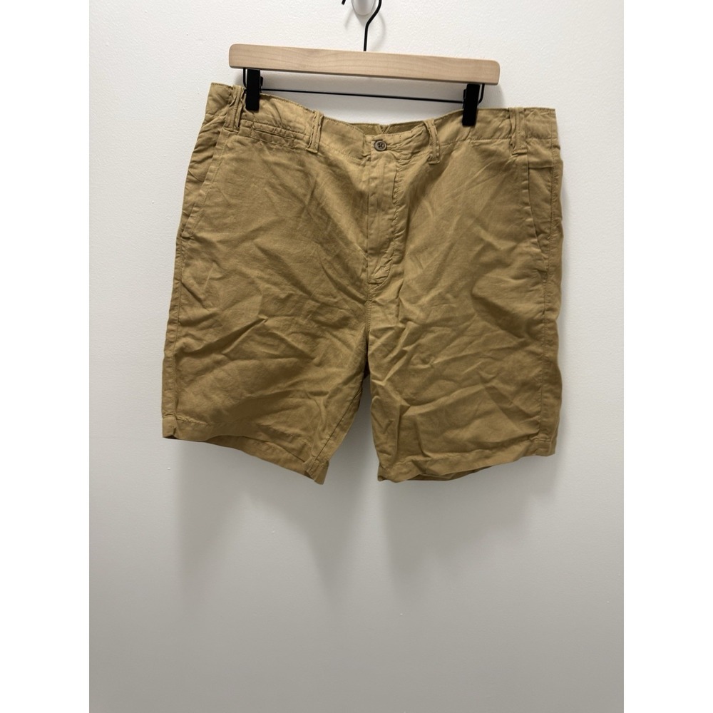 Polo Ralph Lauren Classic Fit Shorts Mens‎ 38 Khaki Linen Cotton Flat Front 9"